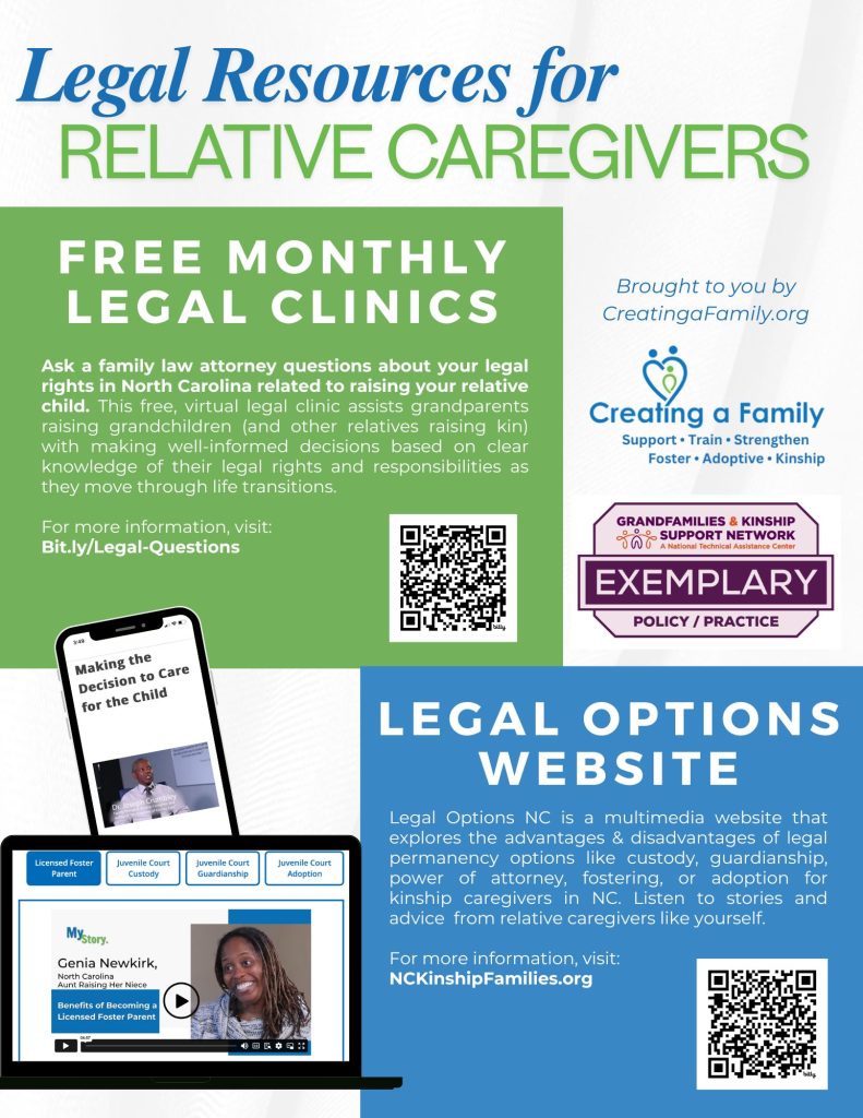 Legal resources for relative caregivers flyer.