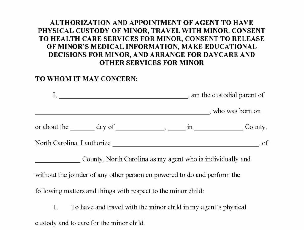 Power of Attorney document template